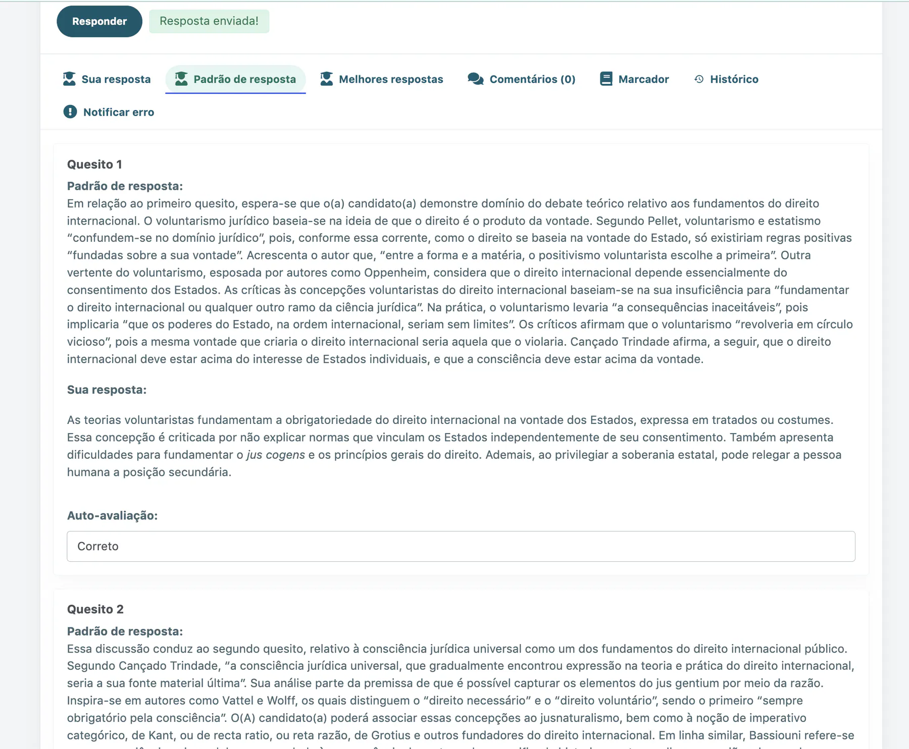 Tela de comentários e personalização do AprovaCACD